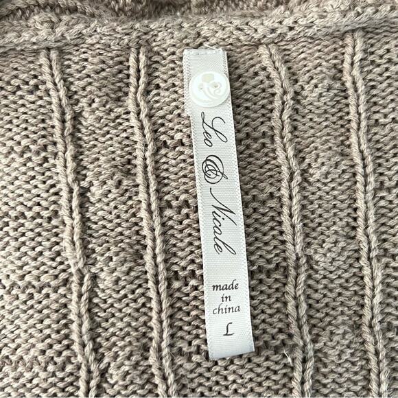 Leo & Nicole Tan Cable Knit Long Cardigan Size L - Picture 7 of 7